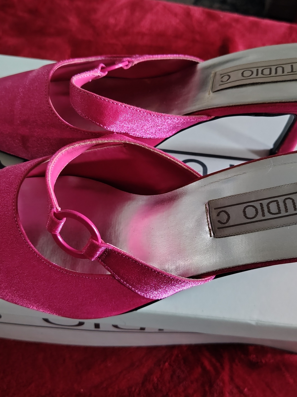 Studio C Women's Hot Pink Satin Slingback Heels